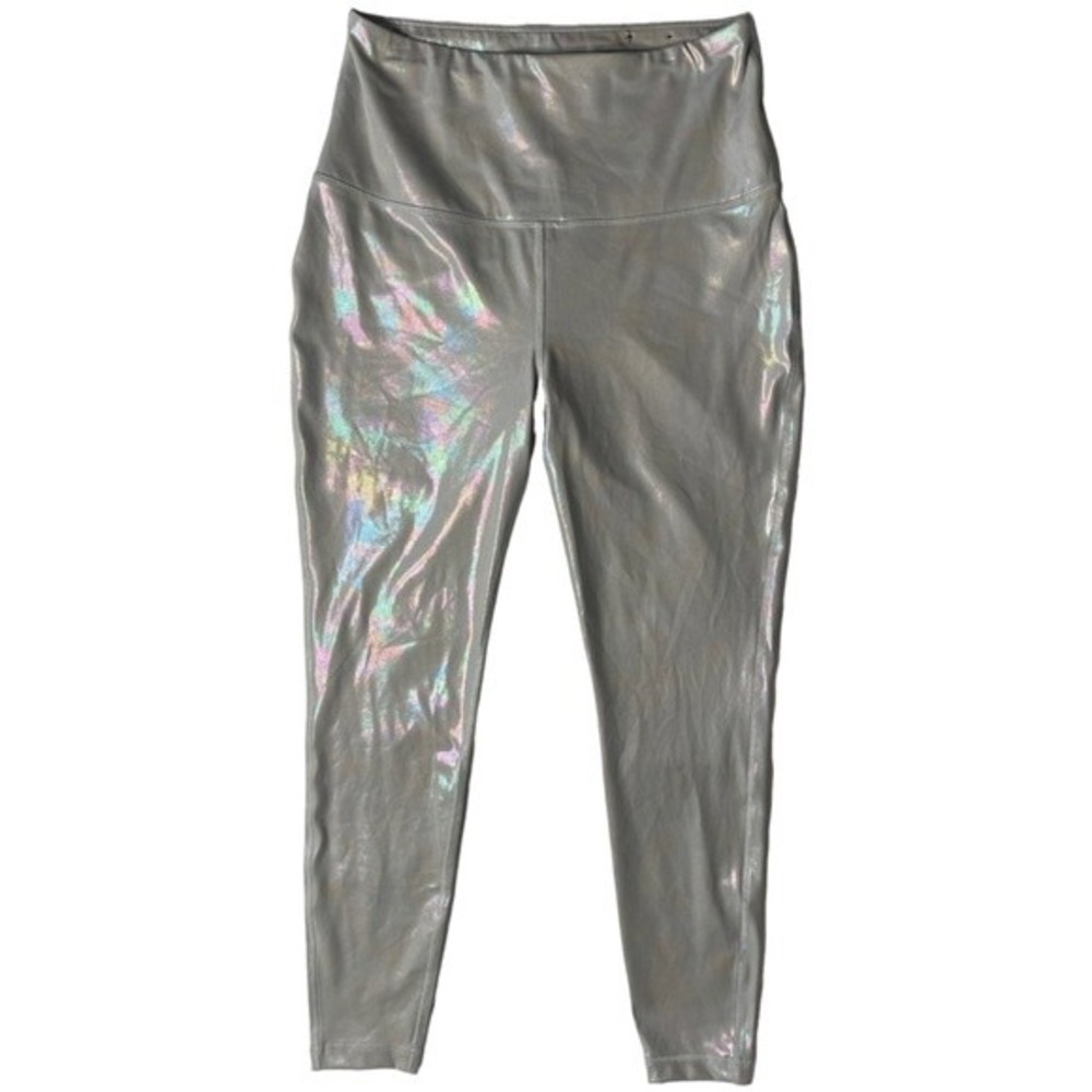 ZELOS Leggings Silver Iridescent Camo Holograph Print Large NWOT